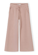 Pink wide leg joggers for girls with elasticated waist and side pockets featuring a unique design for kids fashion.
