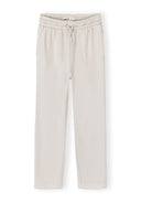 Off white wide leg joggers for girls with elasticated waist and drawstring in soft viscose blend fabric