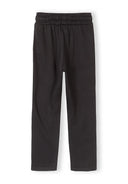 Black wide leg girls joggers with elasticated waist and side pockets, designed for comfort and style in kids fashion.