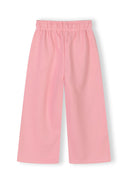 Pink wide-leg tracksuit bottoms for girls with an adjustable waistband and soft cotton blend fabric design