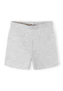 Light grey melange cycling shorts for girls with elasticated waistband and simple sporty design.