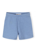 Simple melange blue cycling shorts for girls with elasticated waistband and comfortable design
