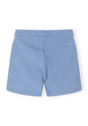 Blue melange girls cycling shorts with elasticated waistband and simple clean design for kids fashion