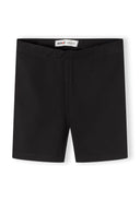 Black short cycling leggings for girls with a simple, comfortable design suitable for active kids.