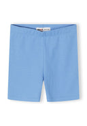 Simple blue short cycling leggings for girls with a comfortable fit and minimalist design.