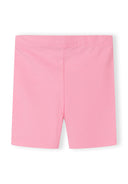 Solid pink short cycling leggings for girls featuring a simple and comfortable design for active kids.