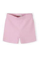 Pink ribbed short leggings for girls with elasticated waistband and simple comfortable design