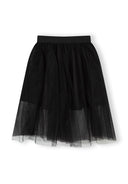 Black pleated tulle skirt for girls featuring a delicate flowing design suitable for kids and baby fashion.