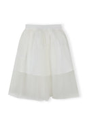 Off-white pleated maxi tulle skirt for girls with a delicate and elegant design for special occasions.