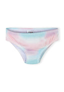 Girls pastel pink and blue tie-dye bikini bottom with elasticated waist and textured fabric design for kids fashion