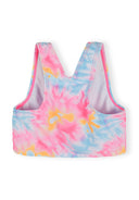 Girls pink blue tie-dye rash vest with unique design and UV protection for kids aged 2-14 years.