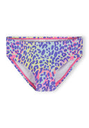 Girls swim bottoms with colorful purple leopard print design for kids fashion and comfort