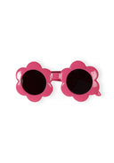 Pink flower-shaped sunglasses with round dark lenses, stylish accessory for kids and baby fashion.