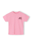 Pink cotton girls t-shirt with cute "awesome" text design, soft fabric ideal for kids and baby fashion.