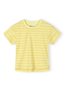 Yellow striped short-sleeved cotton t-shirt for girls with a simple, comfortable design perfect for kids' fashion.