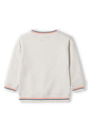 Boys crew sweatshirt with chest print beige 1-8y, featuring a cozy fleece texture and contrasting ribbed hem and neck.