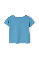 Turquoise short sleeve t-shirt with a round neckline. Soft fabric designed for boys aged 0-12 months. Perfect for casual wear.