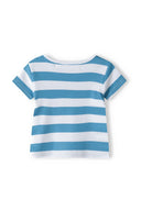 Striped turquoise boys short sleeve t-shirt 2 pack featuring comfortable fabric and a relaxed fit for sizes 0-12m.