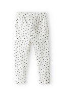 Girls two-piece set broderie frill top heart print leggings grey 3m-3y. White leggings with black heart print and elasticated waist for comfort.