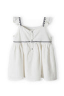 Girls embroidered top with frilled straps and button detail, woven fabric, in cream for sizes 3m-3y.