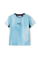 Boys sports mesh t-shirt contrast panels mint 3-14y, breathable fabric, sporty style with contrasting sleeves. Comfort for active kids.