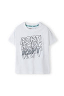 Boys t-shirt graphic white 3-14y with a bold RSPT print, short sleeves, and crew neckline for comfortable casual wear.