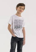 Boys t-shirt graphic white 3-14y with prominent slogan, comfortable crew neckline, and relaxed fit. Perfect for everyday wear.