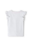 Girls tie front t-shirt broderie anglais white 1-8y featuring frilled embroidered sleeves in lightweight fabric. Comfort for warm days.
