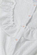 Girls tie front top broderie anglais white 1-8y featuring frilled details and button fastenings in breathable fabric.