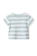 Babies 2 pack short sleeve t-shirts striped print white 0-12m, featuring a light blue and white striped back design for versatile baby wear.