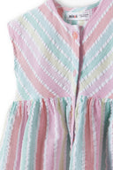 Multicoloured striped girls dress with button-up front, lightweight cotton for ages 1-8y. Perfect for spring and summer.