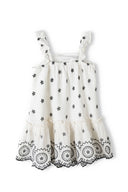 Girls embroidered dress with frilled straps white 1-8y, featuring delicate embroidery and frilled straps for stylish comfort.