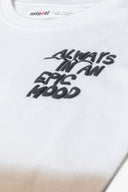 Boys t-shirt dip dye short sleeves white 3-14y. White fabric with textured black puff print slogan saying 'Always in an Epic Mood'. Comfort fit.