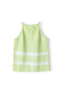 Girls tie dye rib vest lime green 3-14y in vibrant lime green with a stylish halter neck design and soft ribbed fabric.