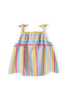 Girls two-piece set with bow tie multicoloured 3m-3y featuring a strap top with adjustable bow ties and colorful striped pattern.