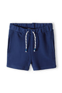 Boys navy shorts with elasticated waistband and contrast drawcords. Perfect for casual wear in sizes 3m-3y.