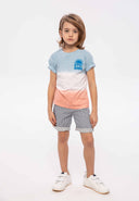 Boys t-shirt dip dye puff print light blue 1-8y features a light blue dip dye design with puff print slogan. Perfect for summer.