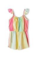 Girls playsuit with frilled straps multicoloured 1-8y in pastel shades, lightweight fabric for comfort and ventilation.