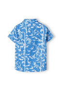 Boys poplin shirt with print cobalt blue 3-14y featuring a modern all-over bamboo print on breathable fabric.