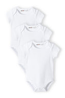 Baby short sleeve bodysuit with popper fastenings white 0-18m, set of three, plain bright white, snug fit for infants.
