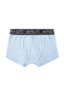 Light blue heathered cotton bokserki chĹ‚opiÄ™ce with black elastycznym pasem and Minoti branding