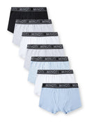 Set of six boys boxer briefs with elastic waistband in black, white, blue