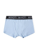 Light blue cotton bokserki chĹ‚opiÄ™ce with black elastic waistband and Minoti branding