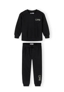Boys crew neck sweatshirt and joggers set black 3-14y. Comfortable elasticated cuffs and waistband for easy wear.