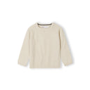 Boys knitted jumper in cream with ribbed cuffs, hem, and embroidered logo