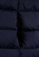 Boys padded gilet in dark navy blue quilted puffer with hood