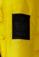 Boys padded jacket in bright yellow with hood, black accents and MNT logo