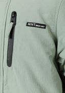 Boys parka jacket in sage green with black zipper and trim