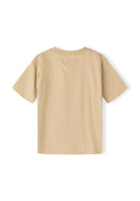 Boys short sleeve t-shirt with joggers set black 3-8y in beige color, featuring a classic round neckline and relaxed fit. 