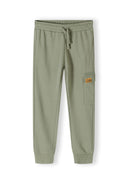 Fleece joggers in olive with an elasticated waistband, adjustable drawstrings, and side pockets for boys aged 3-8y. 